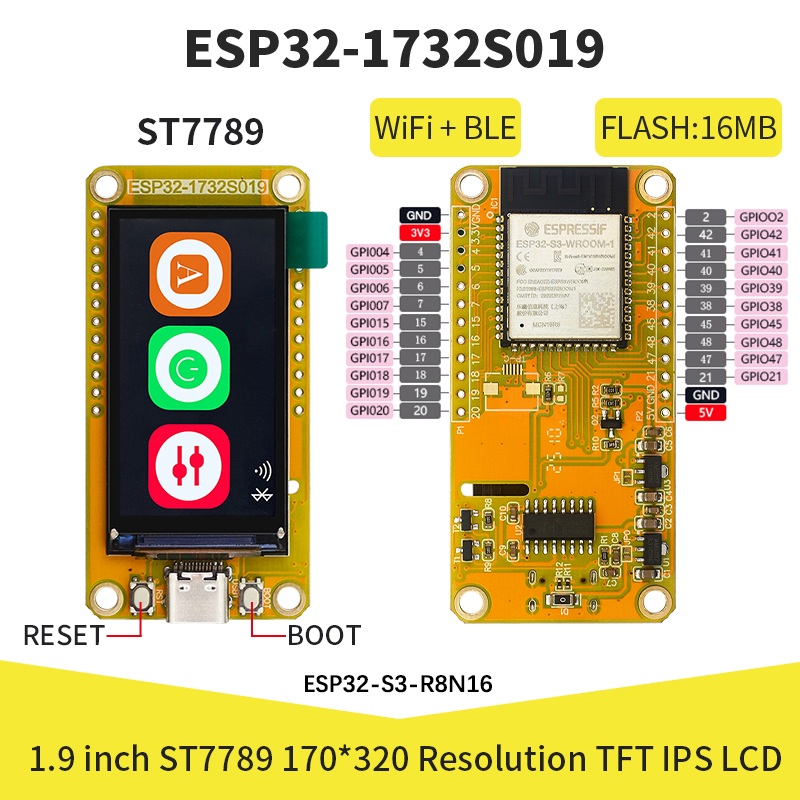 Home Automation Arduino - ESP32-S3 1,9-дюймовый IPS LCD дисплей 170*320