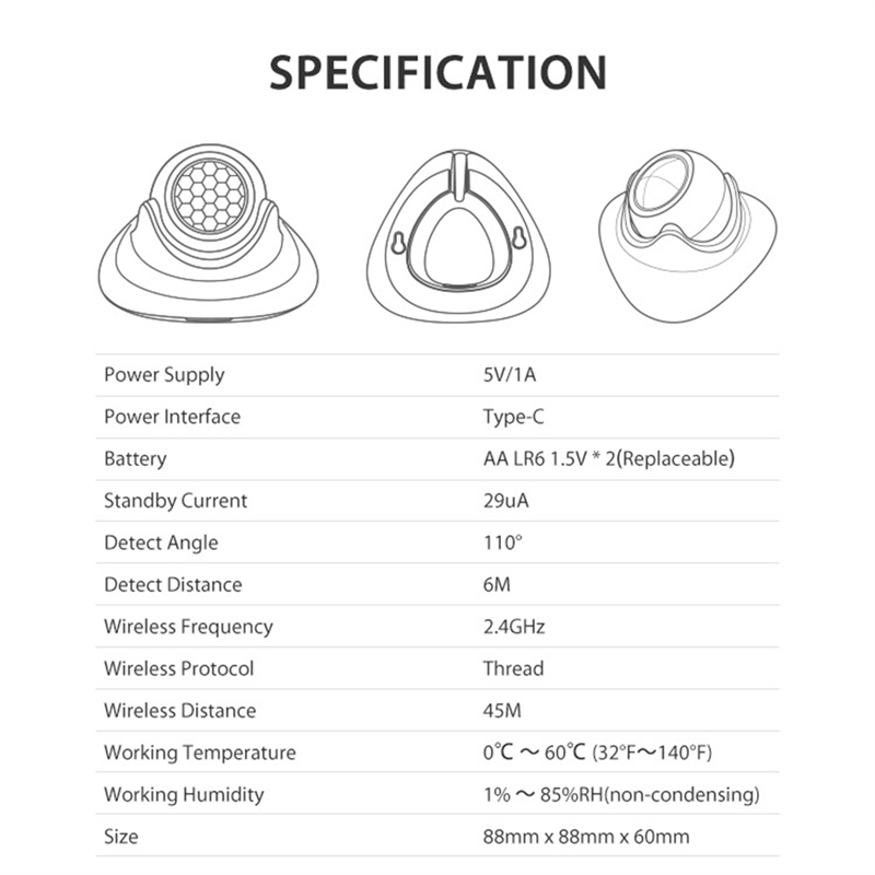 Matter Hub Thread - FEDI-Matter Thread Датчик присутствия человека Датчик